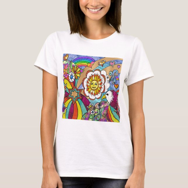 T-shirt Retro 60s Psychedelic Sunshine Aigle Cadeaux (Devant)