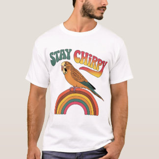 T-shirt Retro 70s Parakeet Design | Stay Chirpy Vintage Bi
