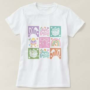 T-shirt Retro À damiers Pastel Pâques Coquette