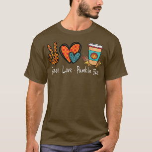 T-shirt Retro À damiers Peace Love Citrouille épice Fall S