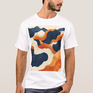 T-shirt Retro Abstract Topographic Contour Line Art Vintag