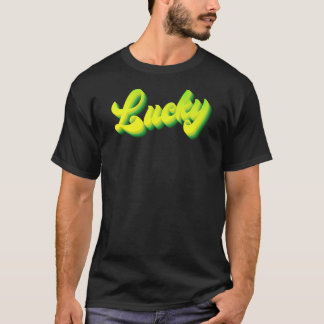 T-shirt Retro Acid Yellow Lucky Lettering St Patricku2019s