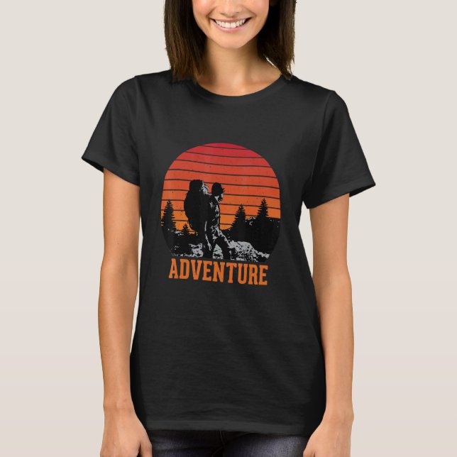 T-shirt Retro Adventure Backpacker Enthousiast Mountain ex (Devant)