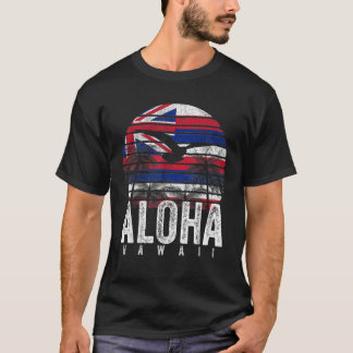 T-shirt Retro Aloha Hawaii Drapeau Hawaii Île Hawaii Vinta