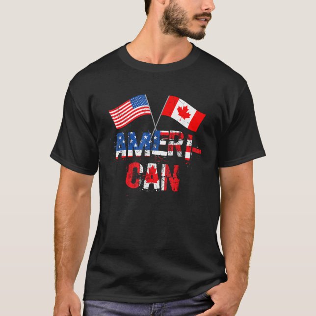 T-shirt Retro Ameri Can Canada USA Drapeau Patriotique Can (Devant)