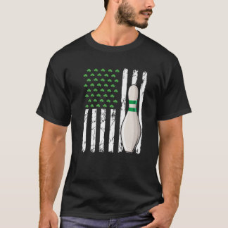 T-shirt Retro American Flag Bowling Sport St. Patrick's Da