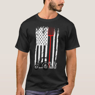 T-shirt Retro American Flag Tractor Men Women Tractor Farm