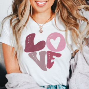 T-shirt Retro Amour Super Saint Valentin rose