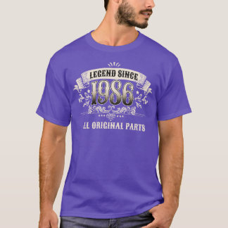 T-shirt Rétro Anniversaire Vintage depuis 1986 Toutes les 