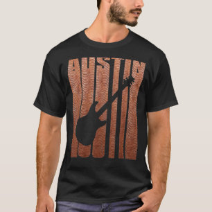T-shirt Rétro Artistique Austin   Guitare Musique Vintage