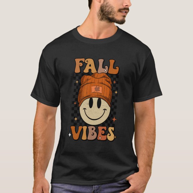 T-shirt Retro Automne Vibes Drôle Sourire Automne Enfants  (Devant)