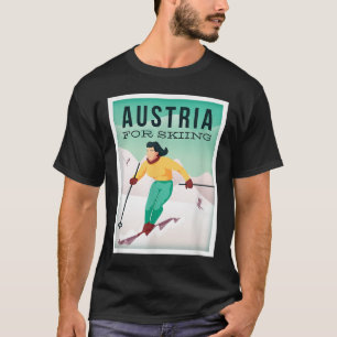 T-shirt Retro Autriche Ski Motif Avec Ski Et Pôles De Ski