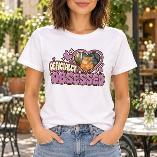 T-shirt rétro avec photo de chat personnalisée off