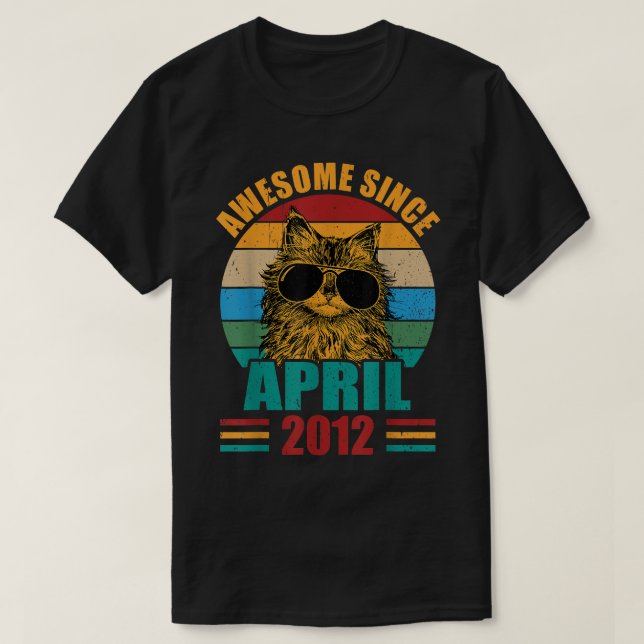 T-shirt Retro Awesome depuis Avril 2012 10e Anniversaire 1 (Design devant)