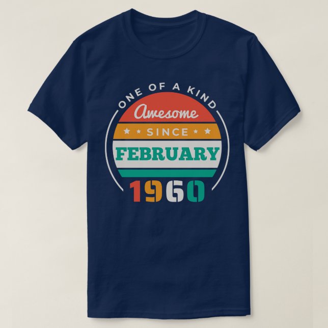 T-shirt Retro Awesome depuis février 1960 Anniversaire Vin (Design devant)