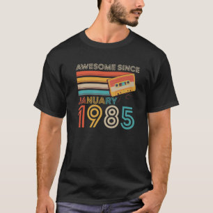 T-shirt Retro Awesome Depuis Janvier 1985 37E Anniversaire