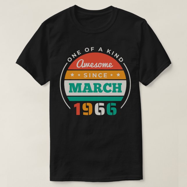 T-shirt Retro Awesome Depuis Mars 1966 Anniversaire Ld Vin (Design devant)