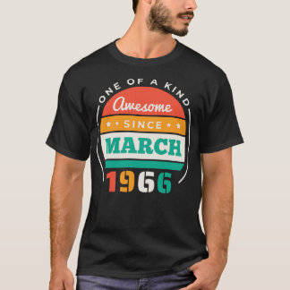 T-shirt Retro Awesome Depuis Mars 1966 Anniversaire Ld Vin