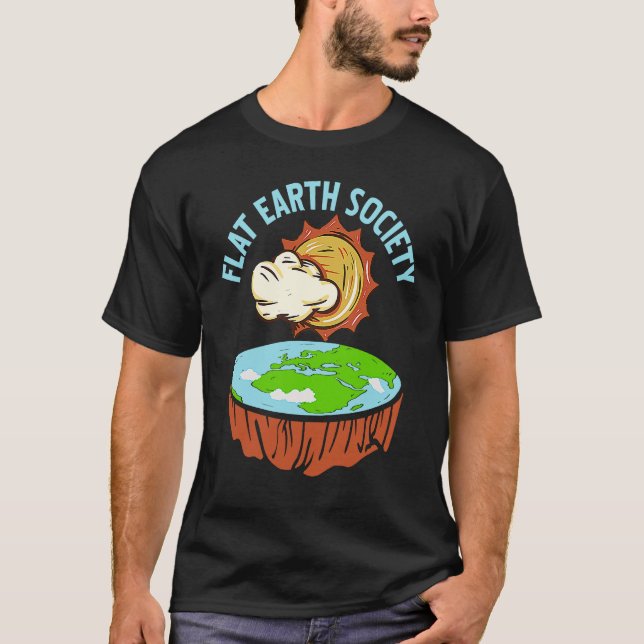 T-shirt Retro Awesome FLAT Earth Society Designs Present (Devant)