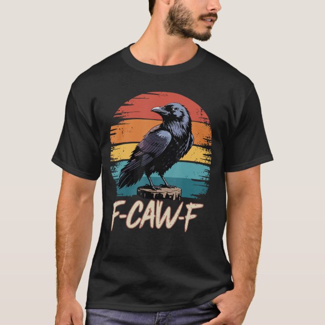 T-shirt Retro awF Black Bird Crow Funny Crow Bird Cawing G (Devant)