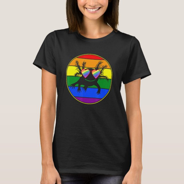 T-shirt Rétro Axolotl Lover Lgbtq Stuff Ado Rainbow Lesbi (Devant)