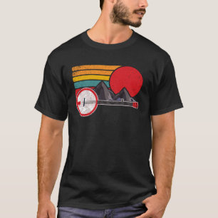 T-shirt Retro Banjo Mountains & Sun Sketch Surf Style 80 s