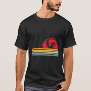 T-shirt Retro Beach Sunset Wave Surf Tee Pour Surfboard