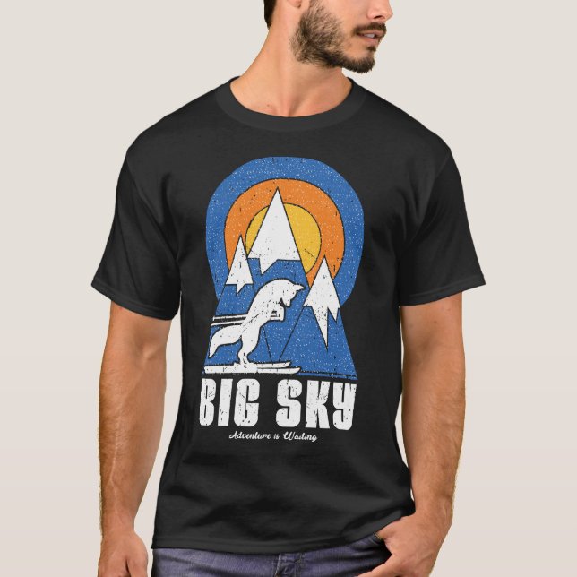 T-shirt Retro Big Sky Ski White Fox (Devant)
