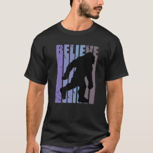 T-shirt Retro Bigfoot Croire Yeti Purple Bigfoot Vintage