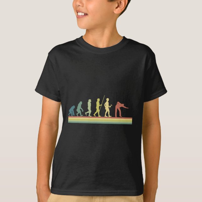 T-shirt Retro Billiards Human Evolution Lover Pool Cadeau  (Devant)