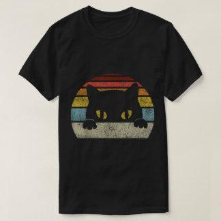 T-shirt Retro Black Cat Vintage Sunset Art