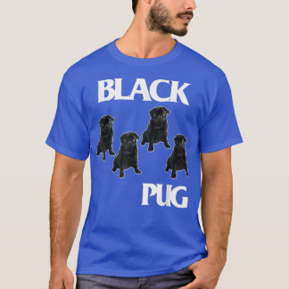 T-shirt Retro Black Pugs Funny Music and Dogs Flags Lovers