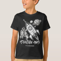 Retro Black White Space Voyage fusée Astronaut T--