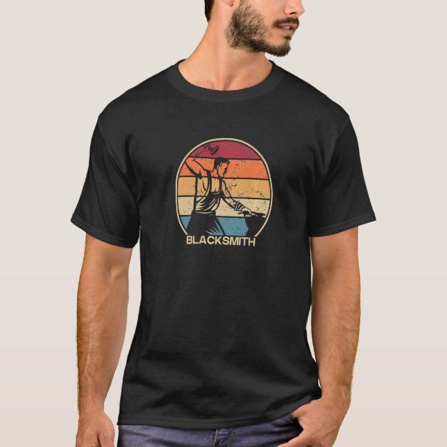 T-shirt Retro Blacksmith Anvil Hobby Legend Forge Noirs (Devant)