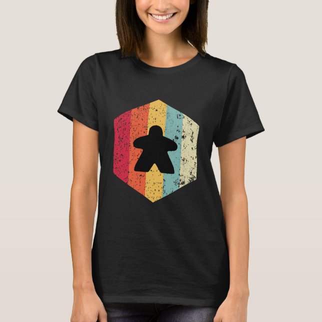 T-shirt Retro Boardgaming Meeple Boardgame (Devant)