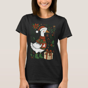 T-shirt Rétro Boho Floral Drôle de Noël Oie Idiote Amoureu