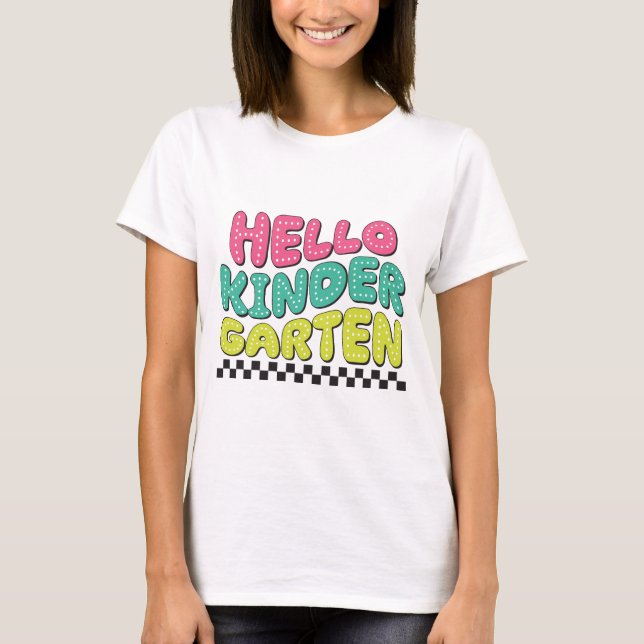T-shirt Retro Bonjour Enseignant de maternelle (Devant)