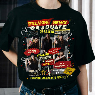 T-shirt Retro Bootleg Graduation Newspaper Collage Photos 