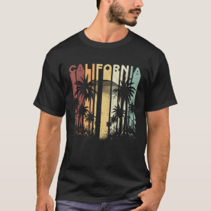 T-shirt Rétro Cali Vacances Été Surf Palmiers Cali