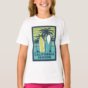 T-shirt Retro California Surboards Art - Summer Coastline