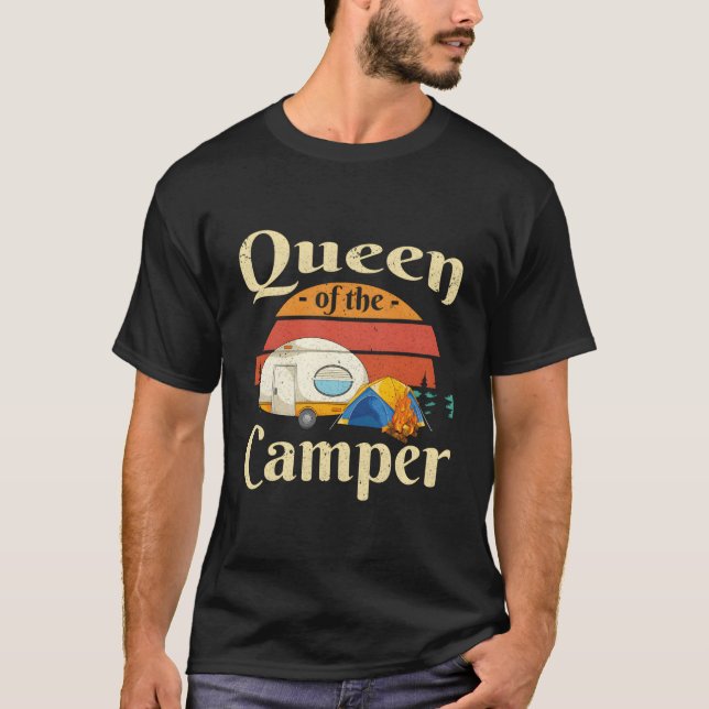 T-shirt Retro Camper Girls Femmes Reine Du Camper Outdo (Devant)
