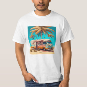 T-shirt Rétro camping-car et palmiers