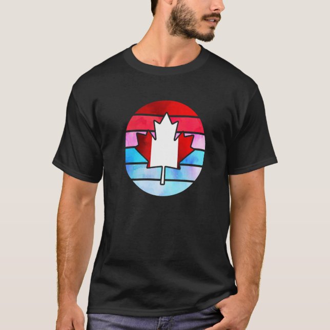 T-shirt Retro Canada Maple Leaf Happy Canada Day (Devant)