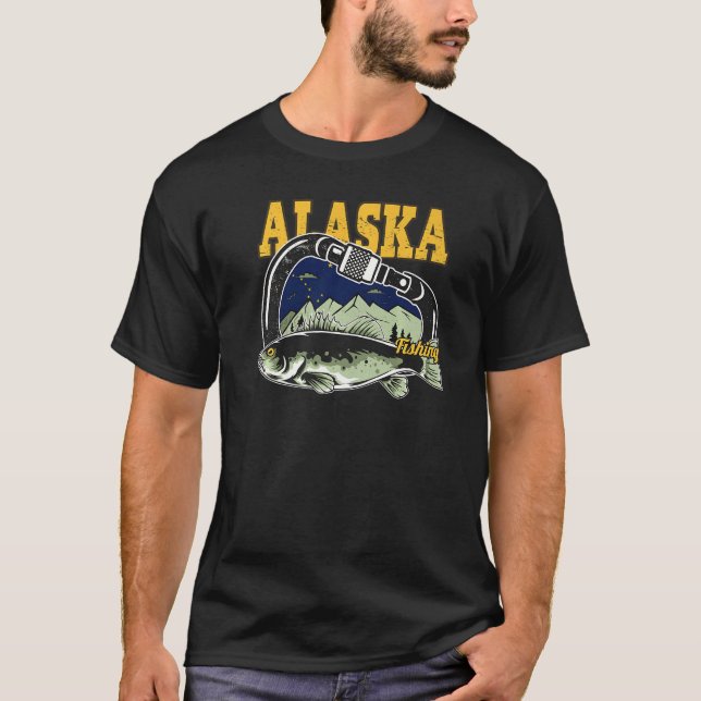 T-shirt Retro Carabiner Alaska Fishing (Devant)