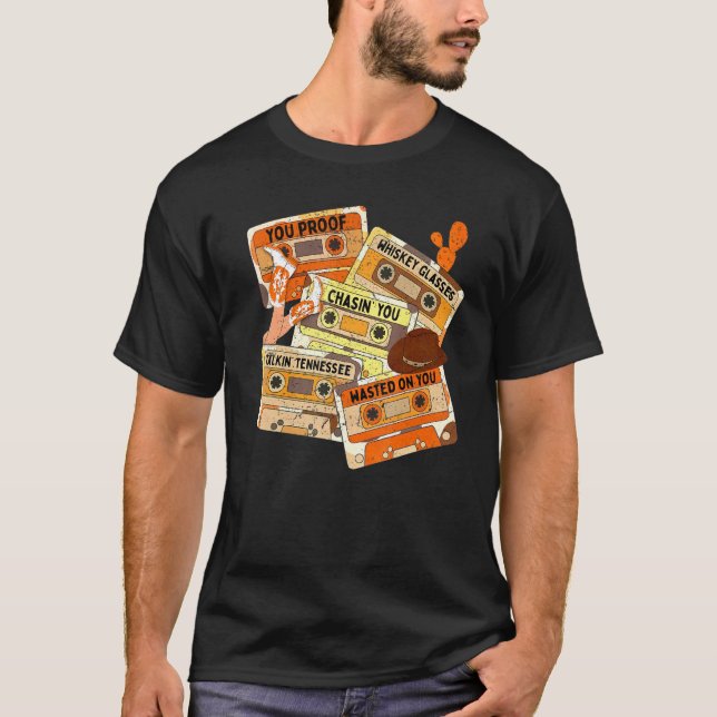 T-shirt Retro Cassette Wasted On You Proof Western Country (Devant)