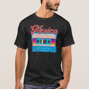 T-shirt Retro Cassettes Mixtapes Merica Retro Vintag année