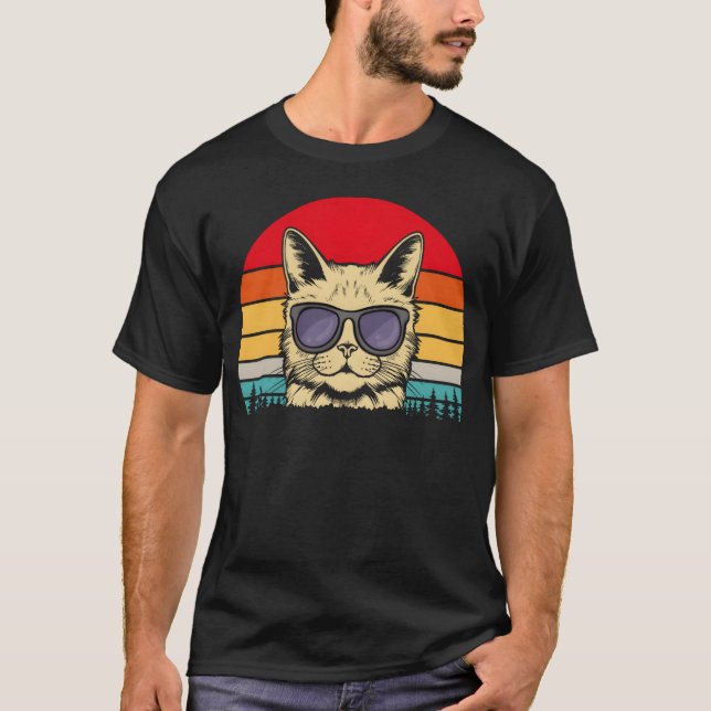T-shirt Retro Cat Amoureux des chats Cadeau pour les amis  (Devant)