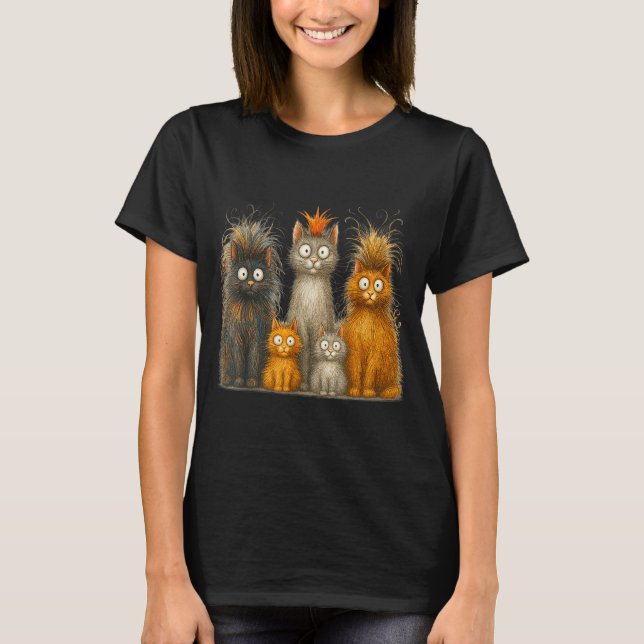 T-shirt Retro Cat Art Crazy Funny Kitten Gift Men Women Bo (Devant)