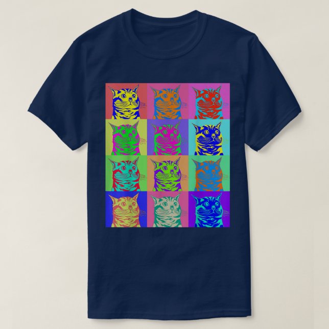 T-shirt Retro Cat Kitty Retro Art Pop Style Cute Cat Lover (Design devant)