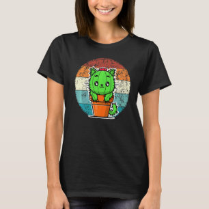 T-shirt Retro Catcus Cactus Chat Plante Homme Femme Jardin